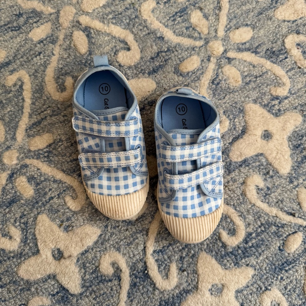 Cat & Jack Blue Gingham Kids Sneakers